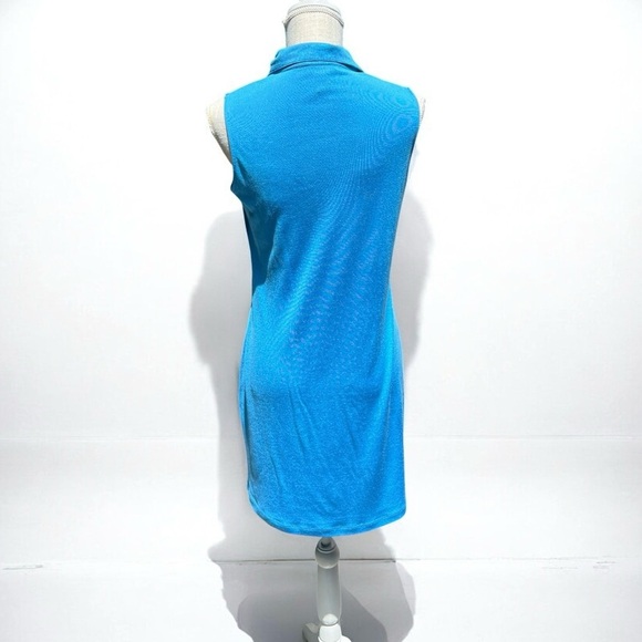 🌻Tori Richard Honolulu Blue Silk Blend Polo Tank Sleeveless Resort wear Dress S - Picture 5 of 6